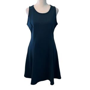 Old Navy szS sleeveless fit/flare dark turquoise side zip keyhole neck dress EUC